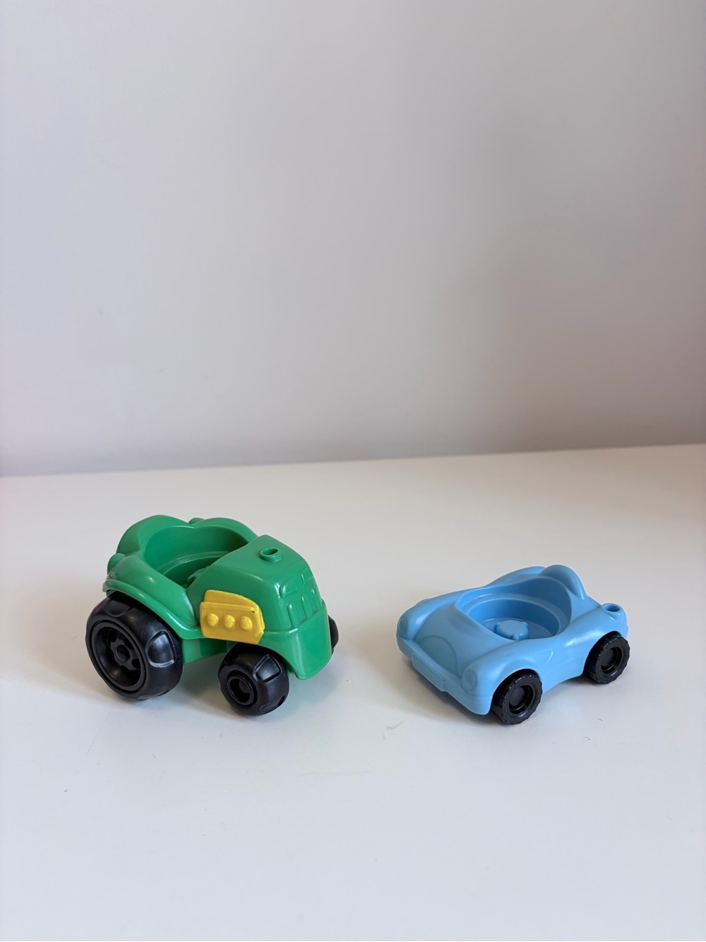 (3/$15) Fisher Price Little People Green & Blue Plastic Toy Cars - Kids Toys